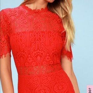 Brand new Lulu’s Remarkable Red Lace Dress ❤️